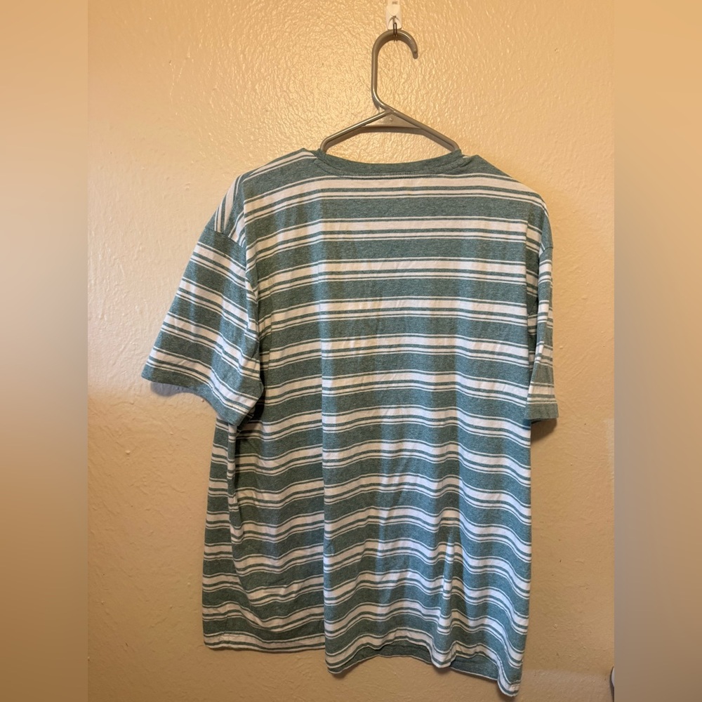 St Johns Bay Striped Teal and White Men's Shirt XXL - Picture 3 of 4